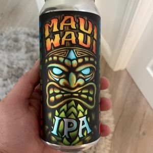 Maui waui sticker from empty beer can.